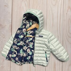 Patagonia Reversible Girls Size 4T Down Sweater Puffer Hoody Jacket Floral